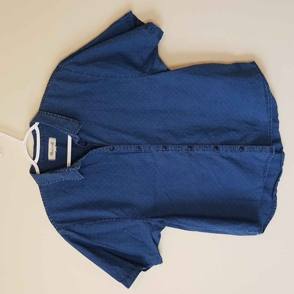 Madewell Indigo Blue/Denim Short-Sleeve Button-Down Shirt - M